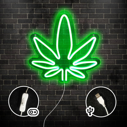 Neonlamp wietblad 31x33 cm groen