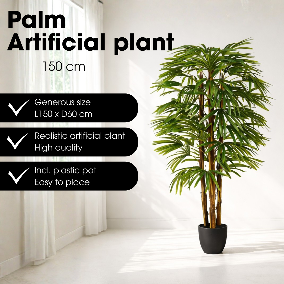 Kunstplant Raphis Palm 150 cm groen