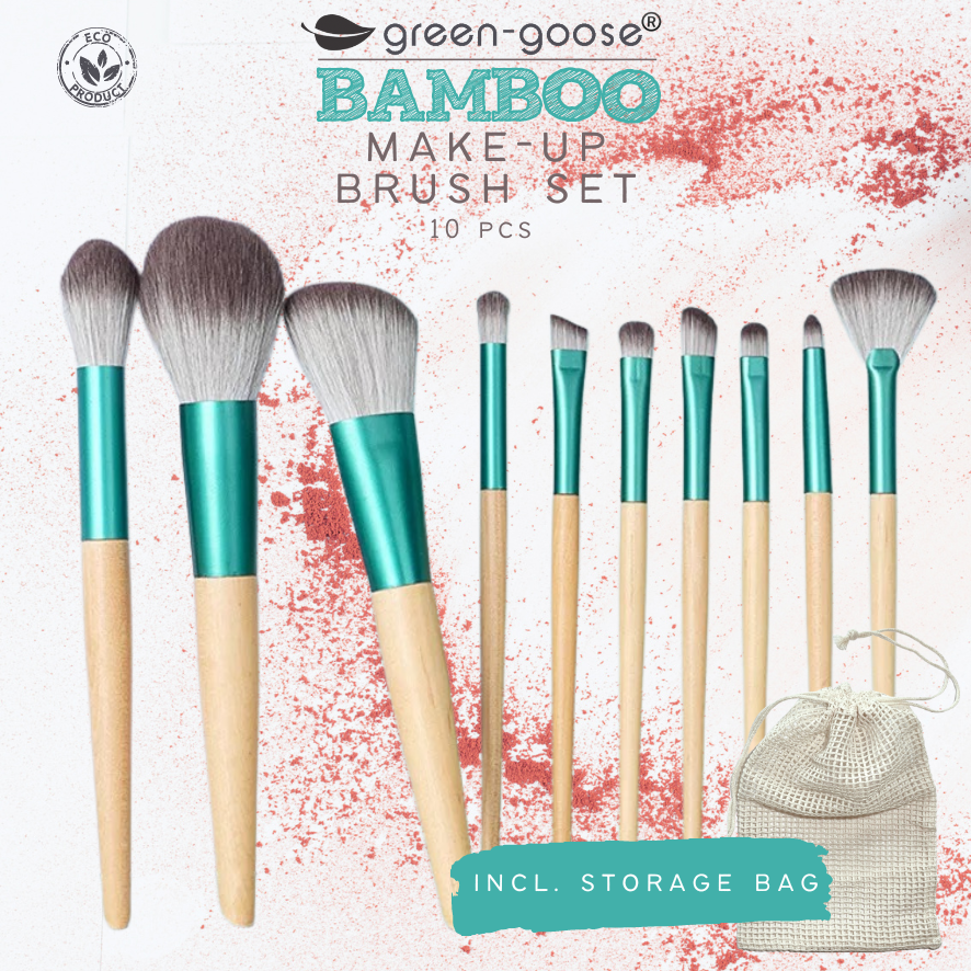 Make-up kwast set 10 stuks bamboe synthetisch