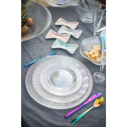 Dinerbord glas 28 cm wit gestreept