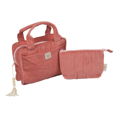 Make-up tasjes set 2 stuks katoen koraal