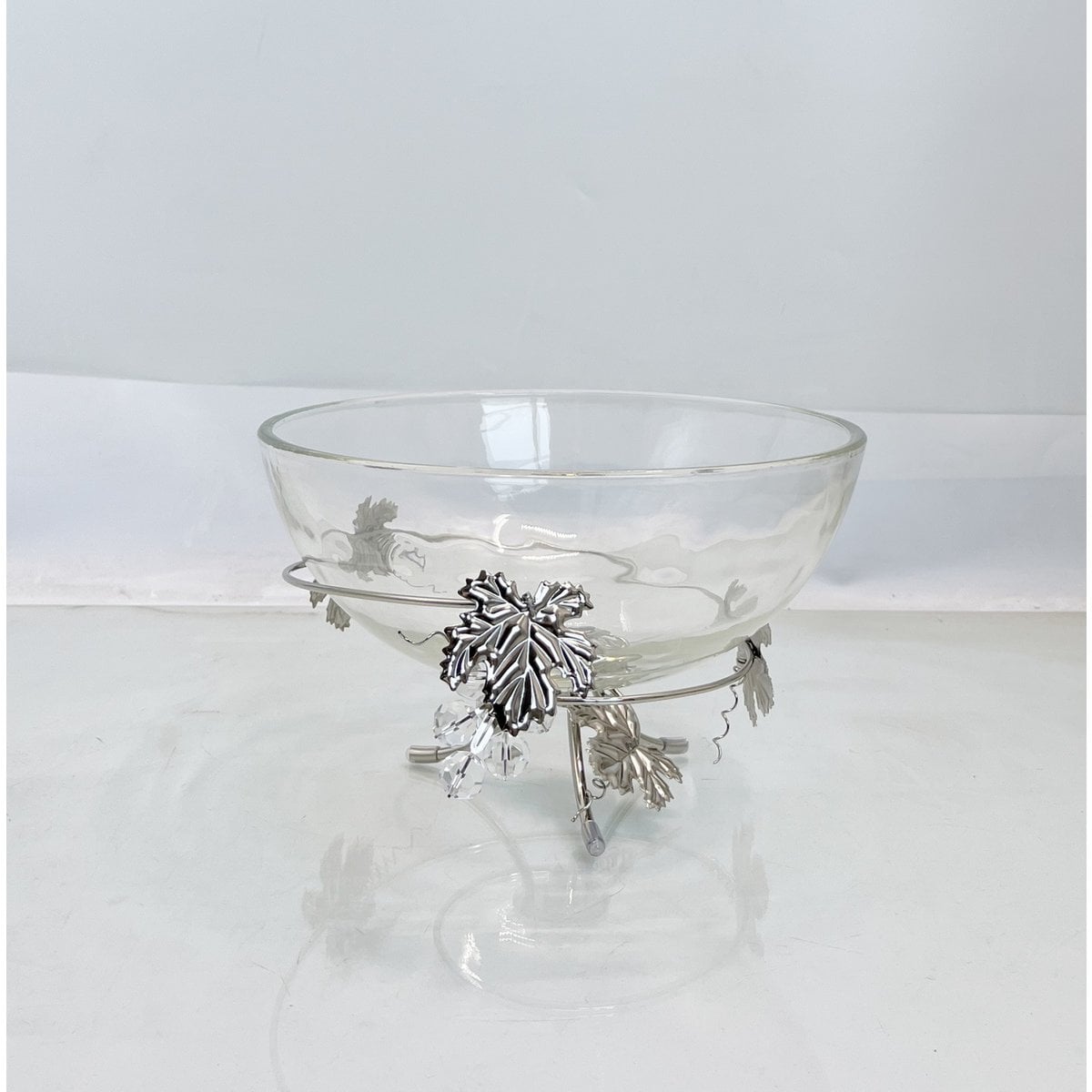 Wijnbladbeker metaal zilver 25x25x17 cm