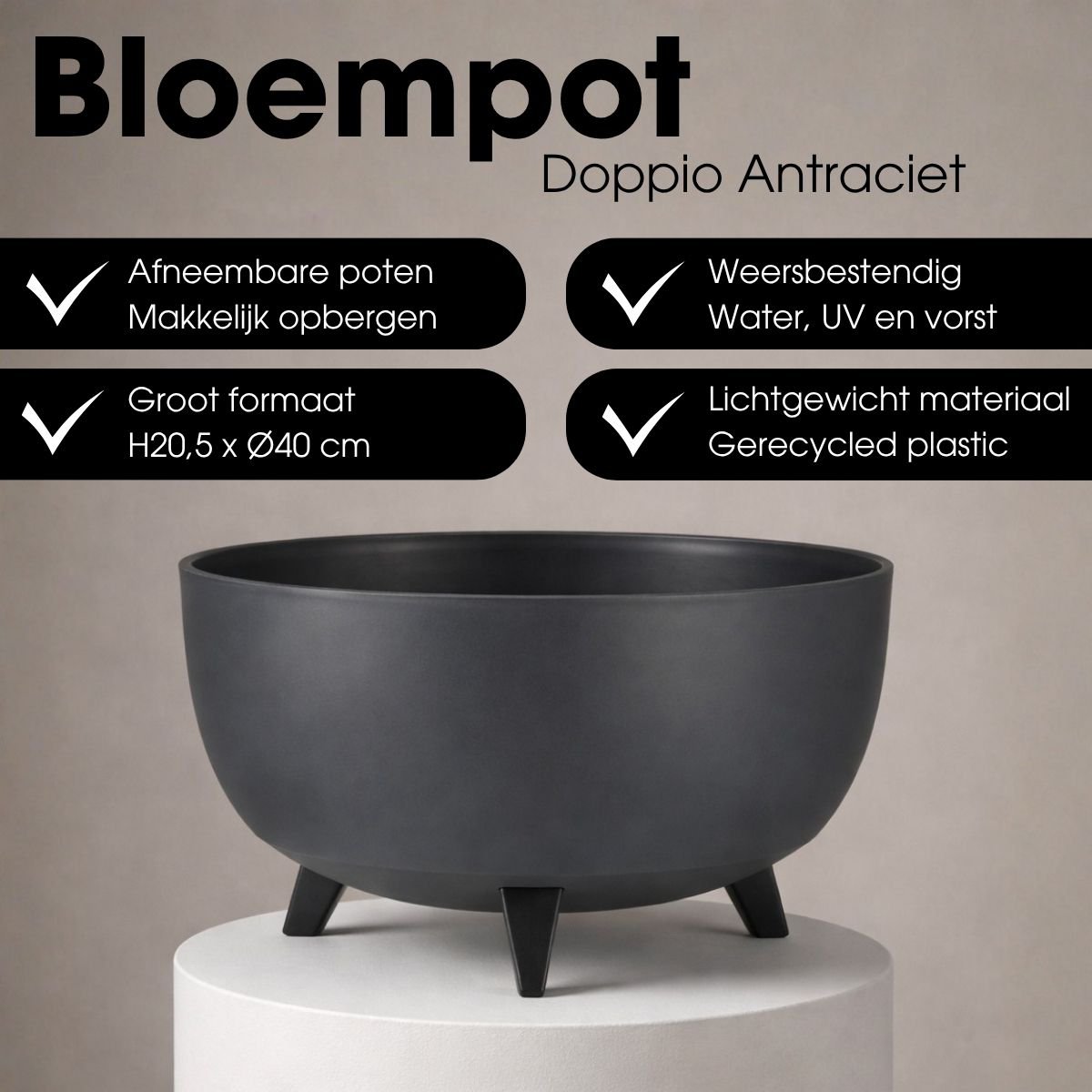 Outdoor Planter Doppio Anthracite