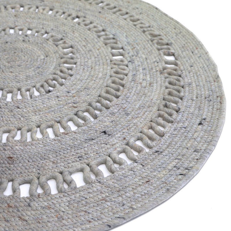Round open-worked felted wool rug BIBEK GREY S