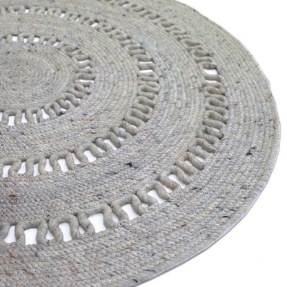Round open-worked felted wool rug BIBEK GREY S