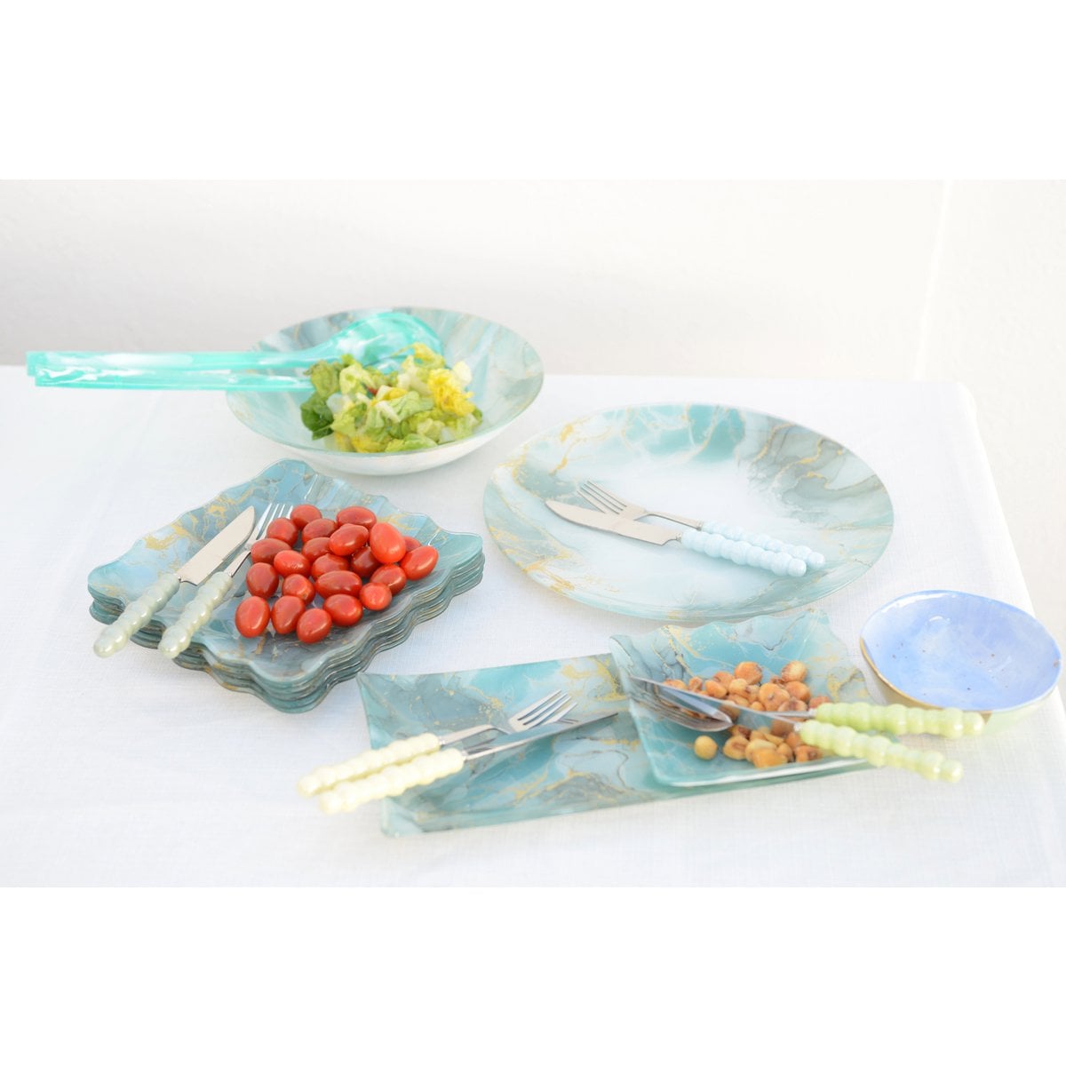 Silver Dessert Knives with Multi-Coloured Handles - Set of 6