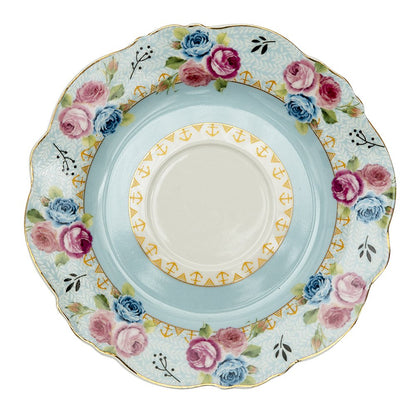 Kop en schotel 160 ml blauw wit porselein