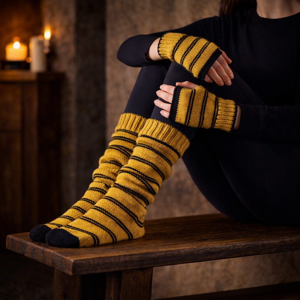 Breiset wanten en kousen Harry Potter Huffelpuf