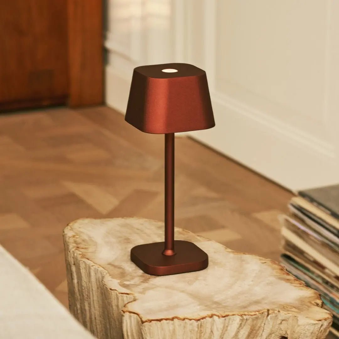 Tafellamp oplaadbaar 12 cm Ø 30 cm metaalijzer brons