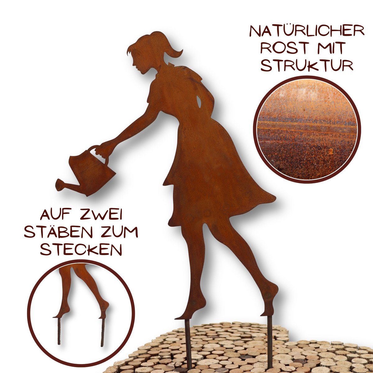 Tuindecoratie metaal 60 cm roestafwerking