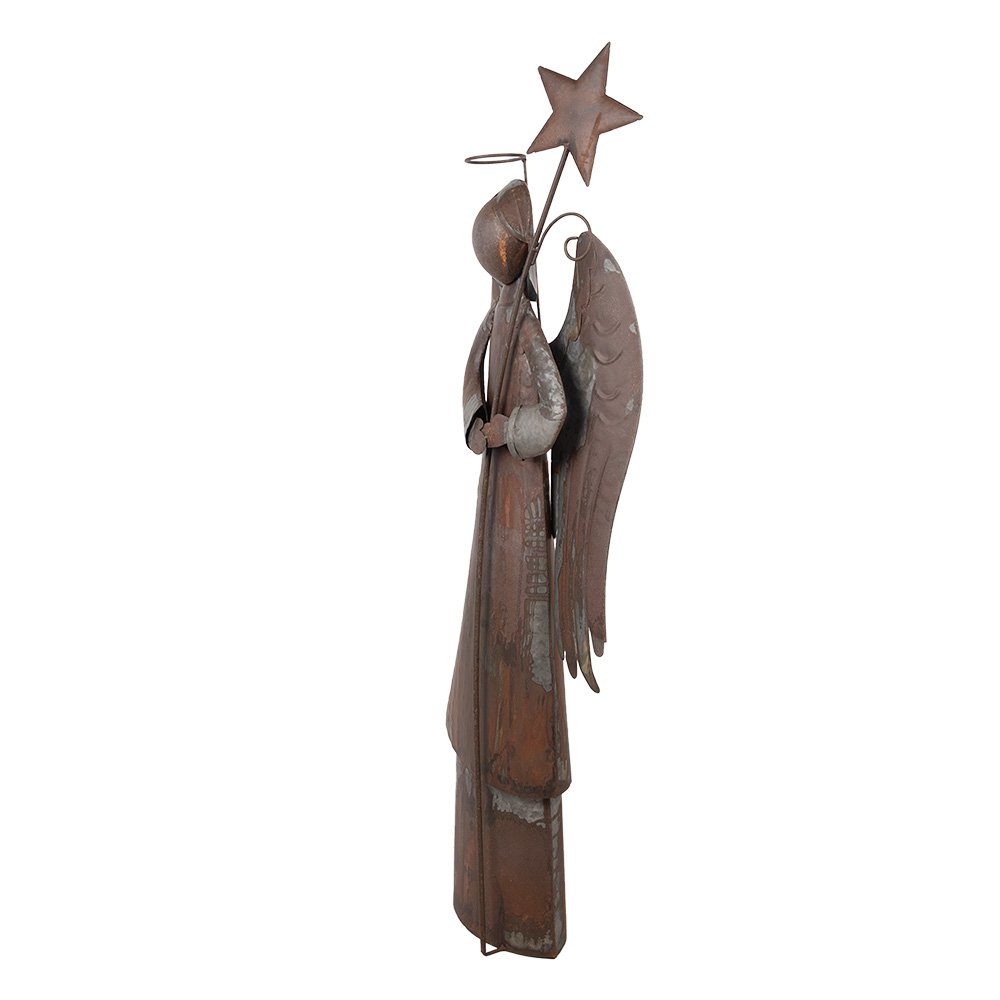 Kerstdecoratie Beeld Engel 48x18x133 cm Bruin Metaal