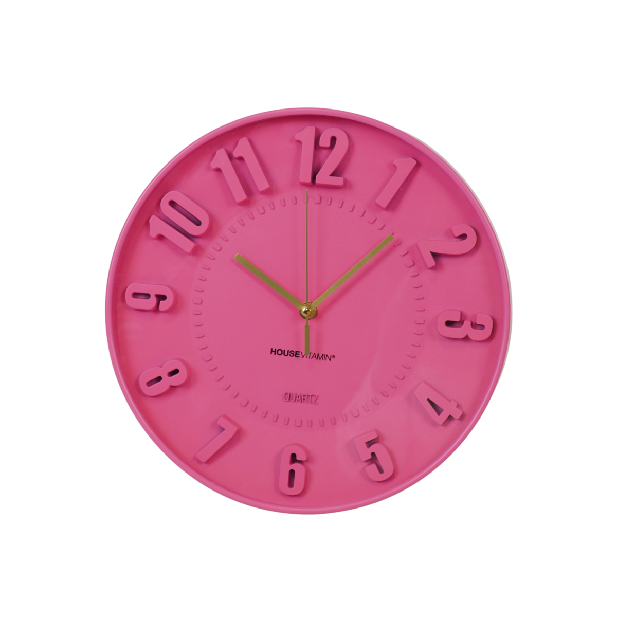 Wandklok neon roze 30x30x4 cm kunststof