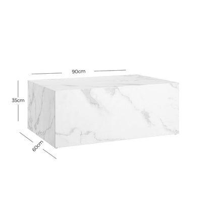 Salontafel 90x60x35 cm wit marmerlook