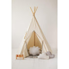 Teepee with Pom-Poms and Mat Set Grey Pom-Poms for Children