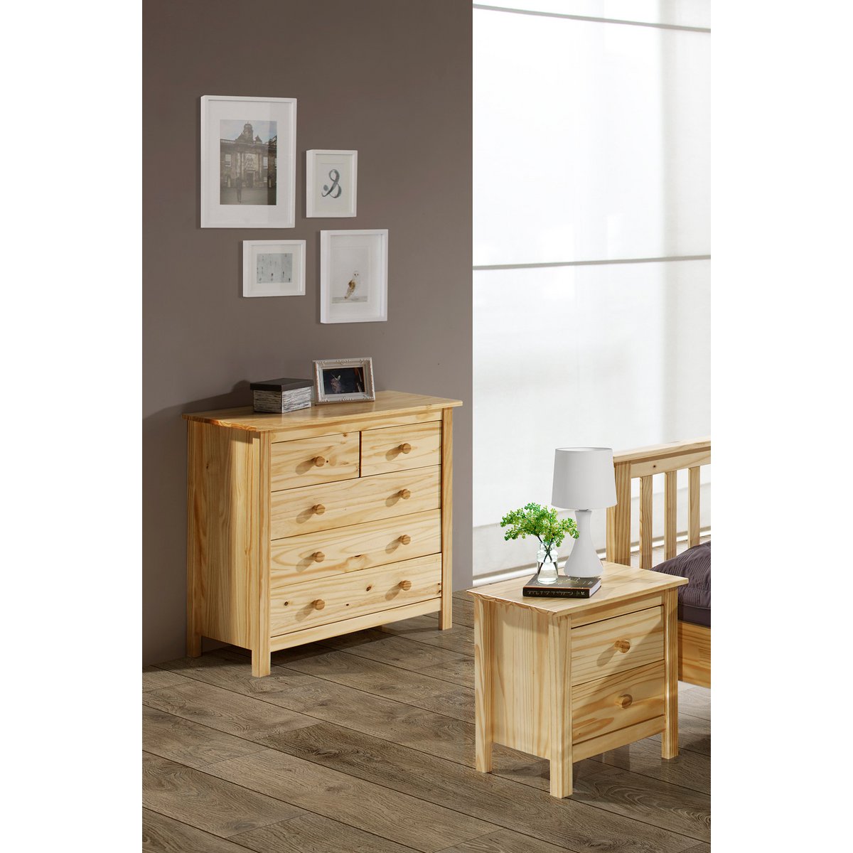 Dressoir massief grenenhout 79x40x80 cm 5 laden