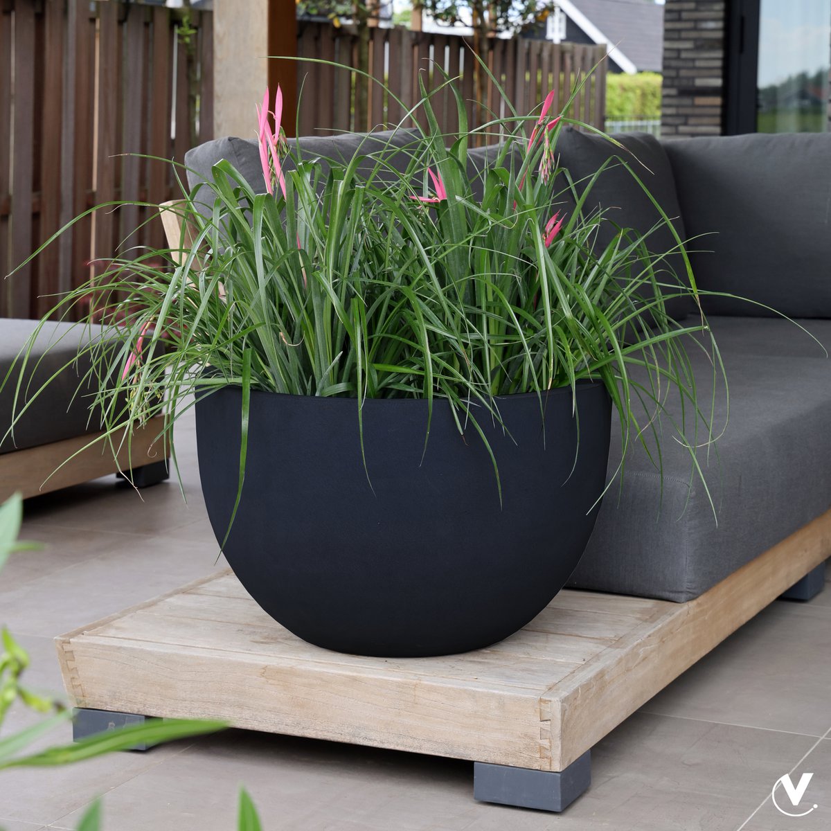 Plantenpot fiberstone zwart Ø45xH28 cm