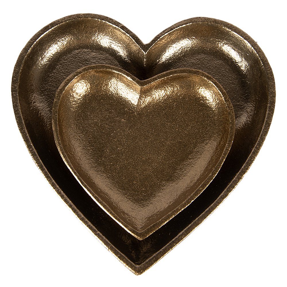 Decorschaal hart 14x14x2 cm goudkleurig aluminium