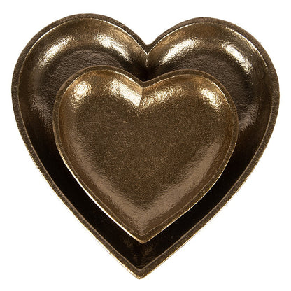 Decorschaal hart 14x14x2 cm goudkleurig aluminium