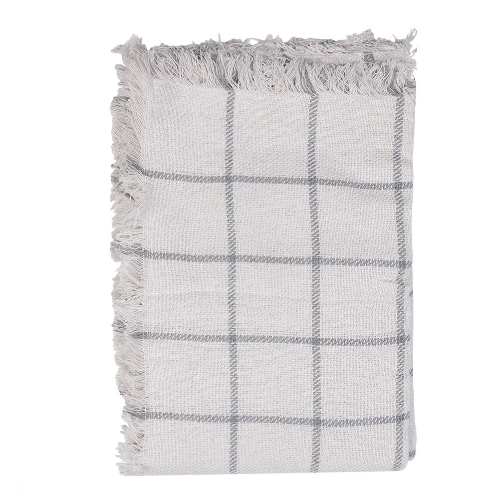 Throw 125x150 cm White Grey Cotton Stripes Blanket