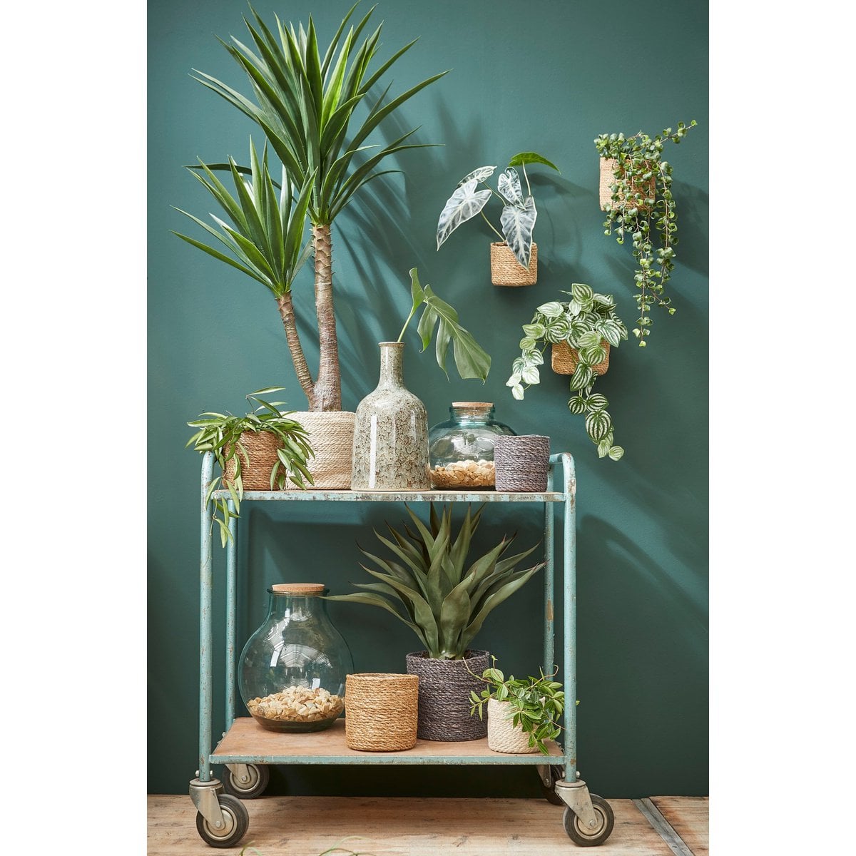 Plantenmand set jute crème 3 stuks Ø12-16 cm