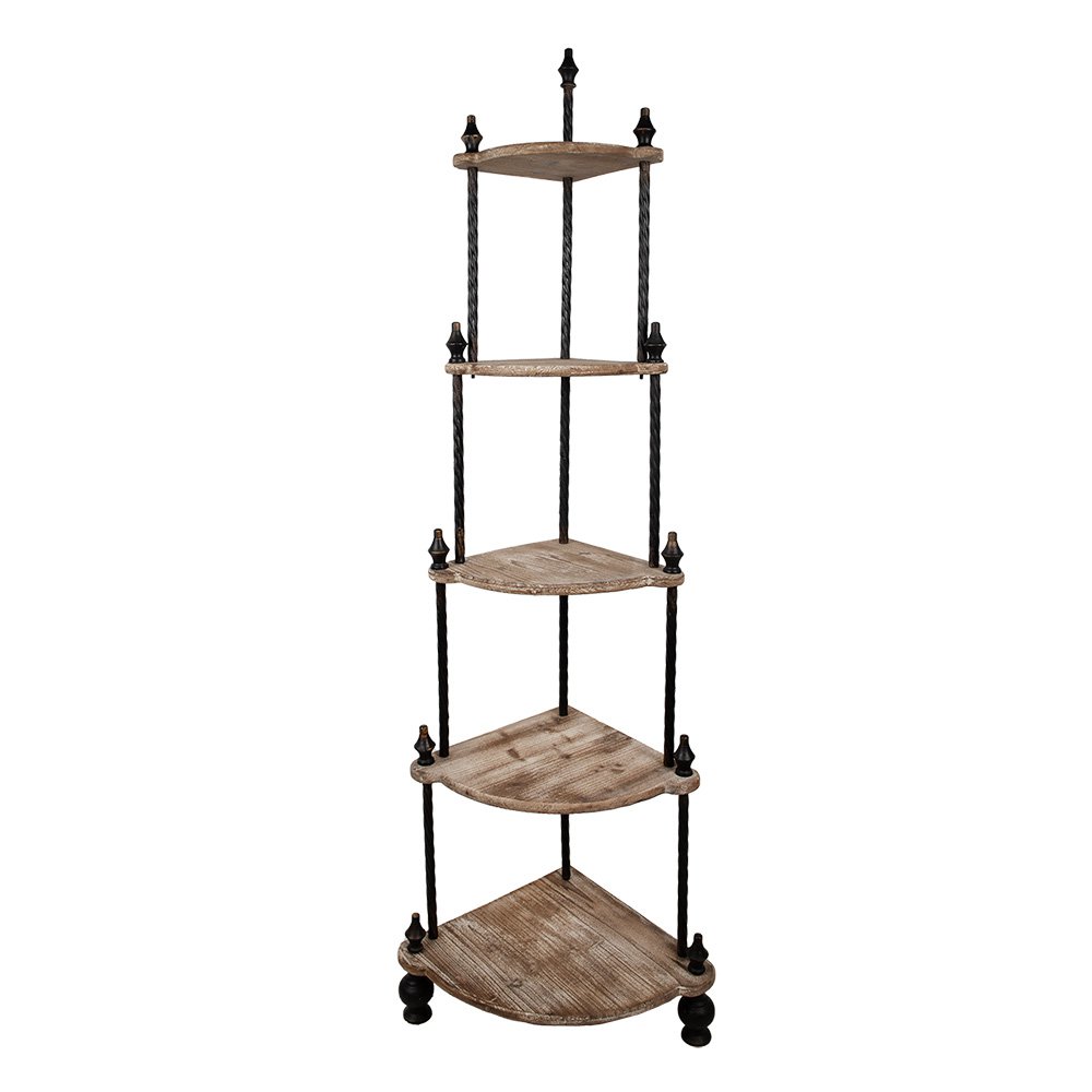 Hoekrek hout metaal 45x45x184 cm bruin