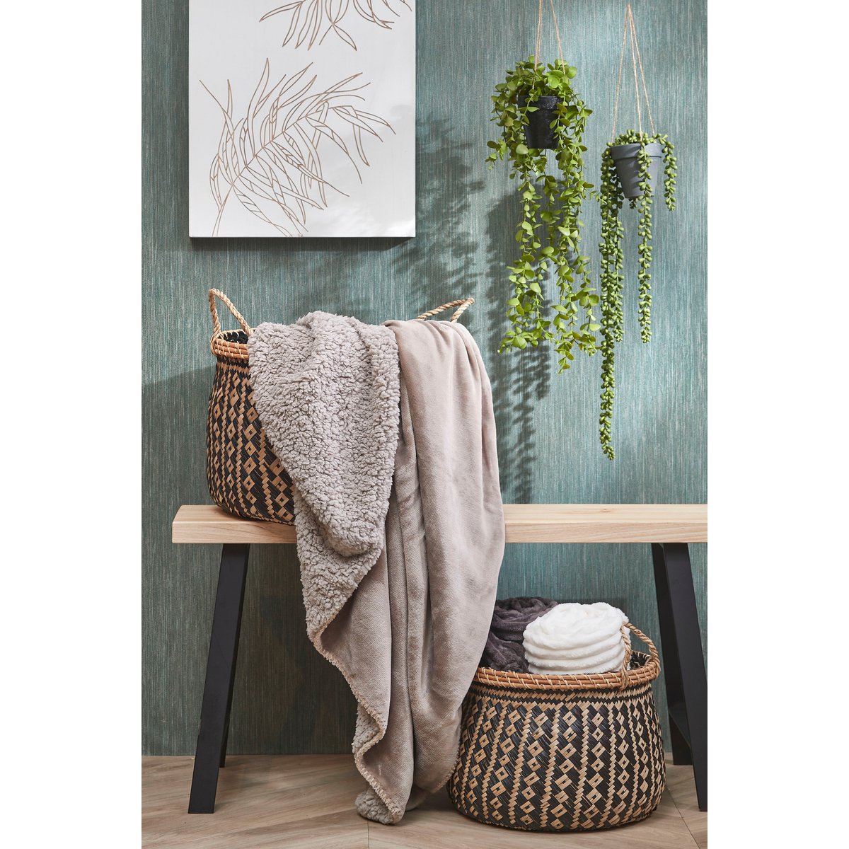 Plaid 200x150 cm beige polyester