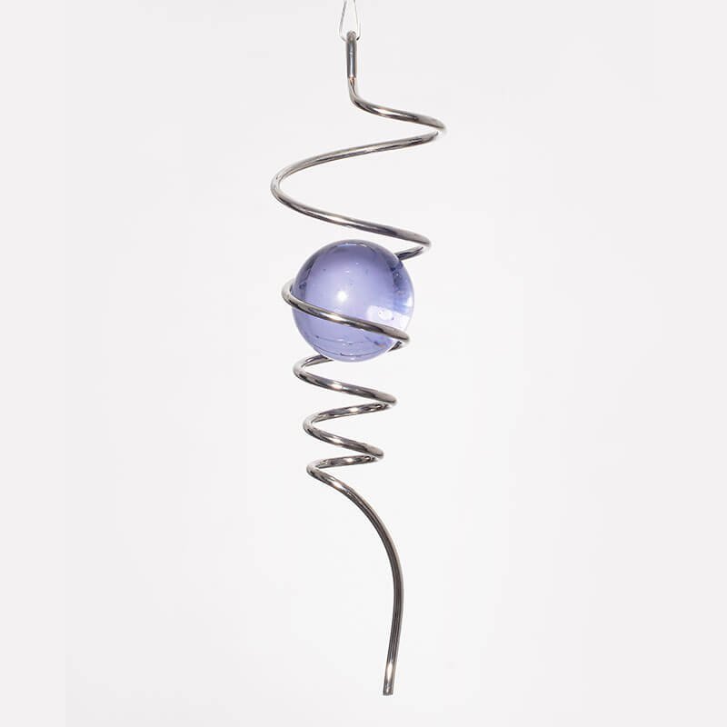 Windspinner spiraalstaart 47 cm roestvrij staal glas paars