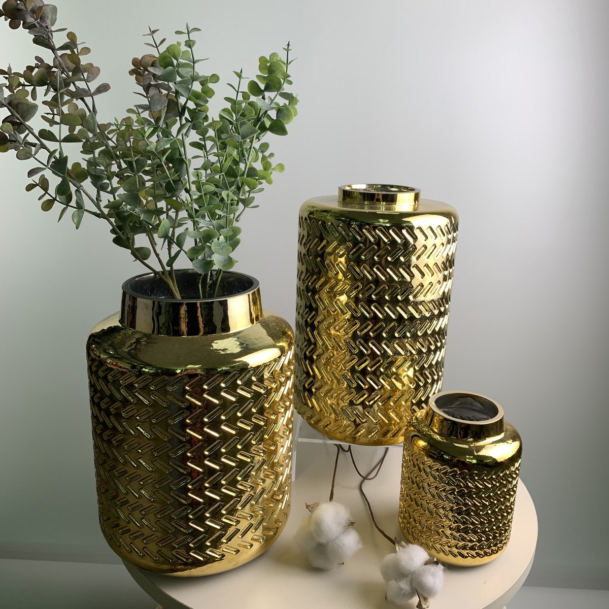 Vaas 25 cm goud glas