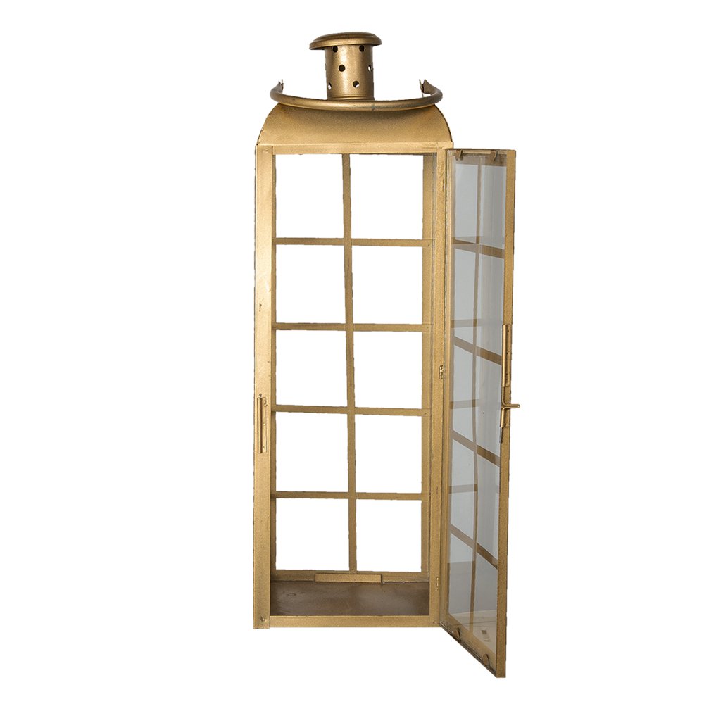 Lantaarn 60 cm koperkleurig glas ijzer