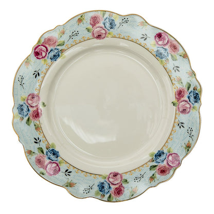 Dinner Plate Ø 28 cm Blue White Ceramic Flowers Dinner Plate