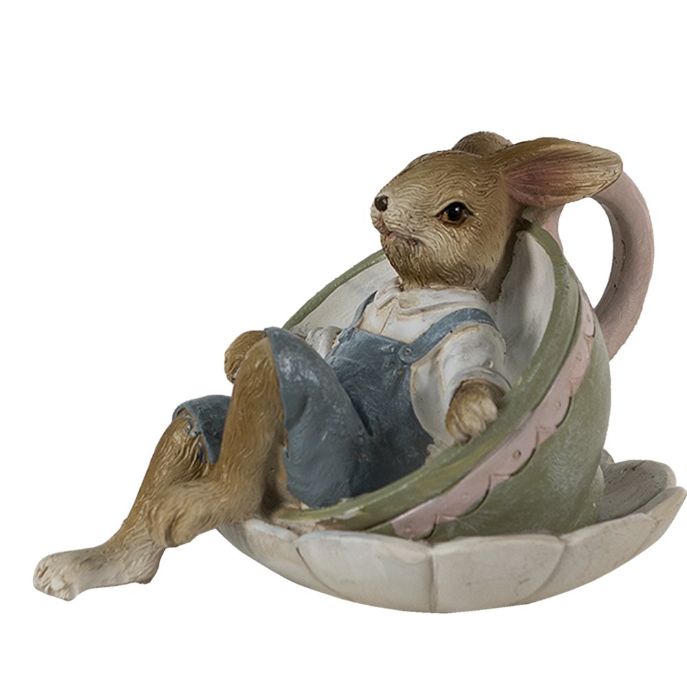 Figurine Rabbit 11x8x7 cm Brown Green Polyresin Home Accessories