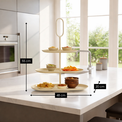Etagère ijzer beige 3 niveaus 48x20x55 cm