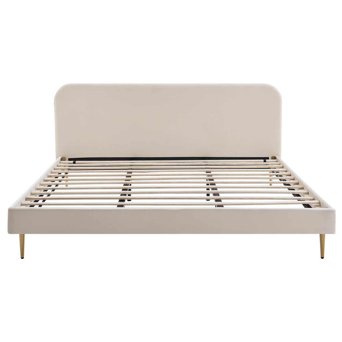Bed 180x200 cm beige fluweel