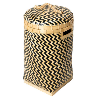 Laundry Basket With Lid NABIRE Made of Bamboo Diameter 35 cm