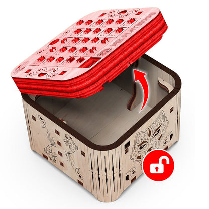 3D houten puzzel Secretbox Tiger 7,4x7,8x6,2 cm