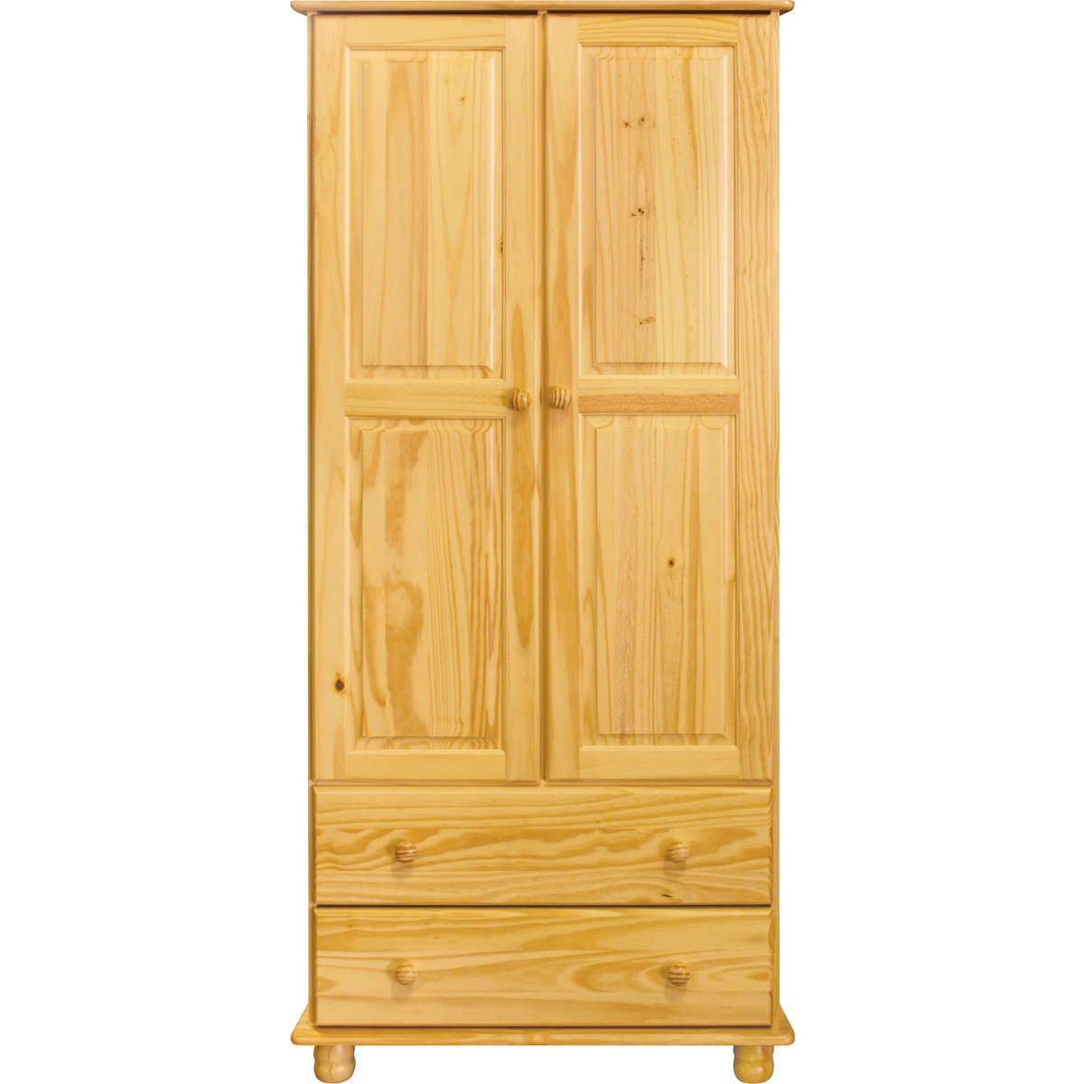 Solid Pine Wardrobe With Two Doors And Drawers
