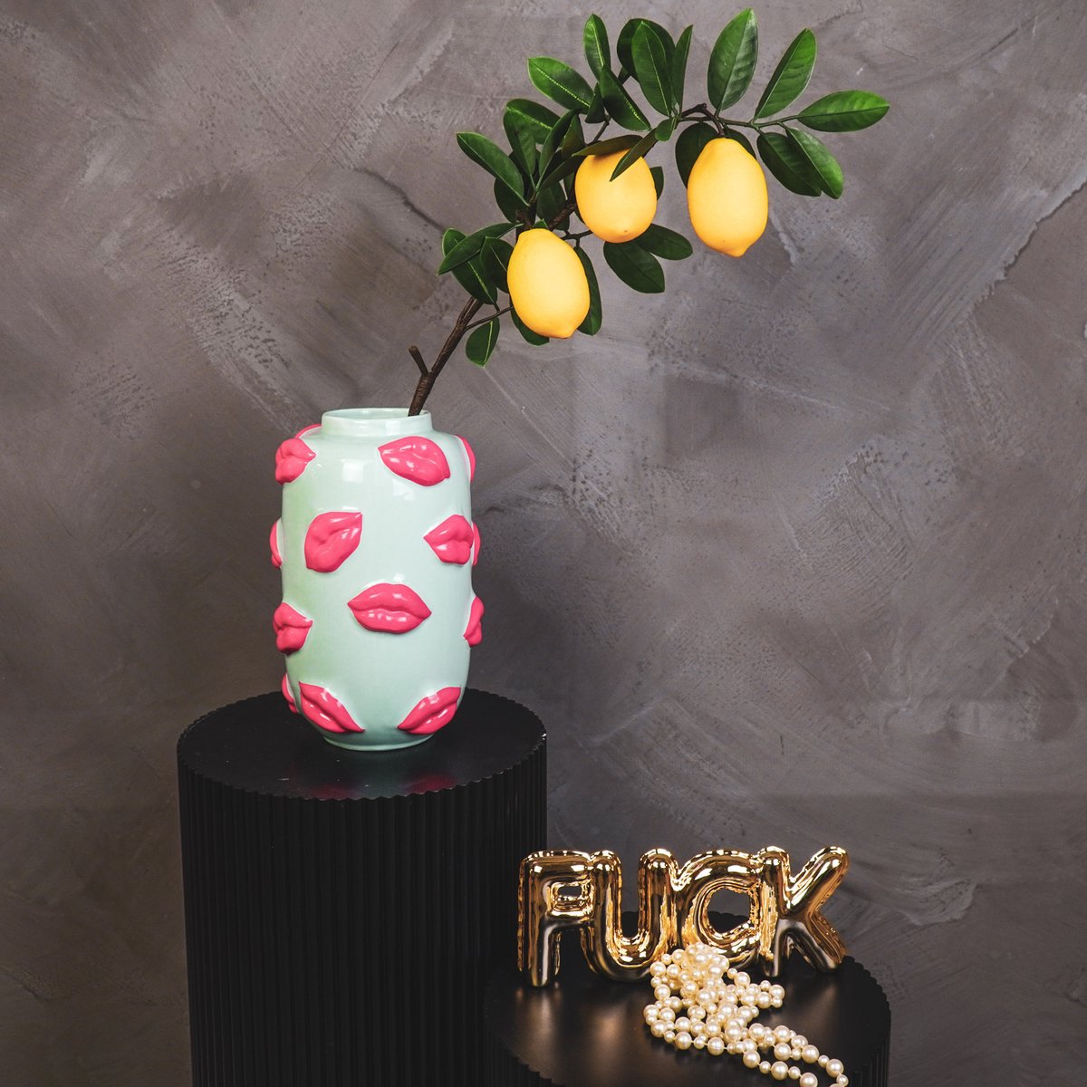 Vaas keramiek mint roze 17x17x27 cm