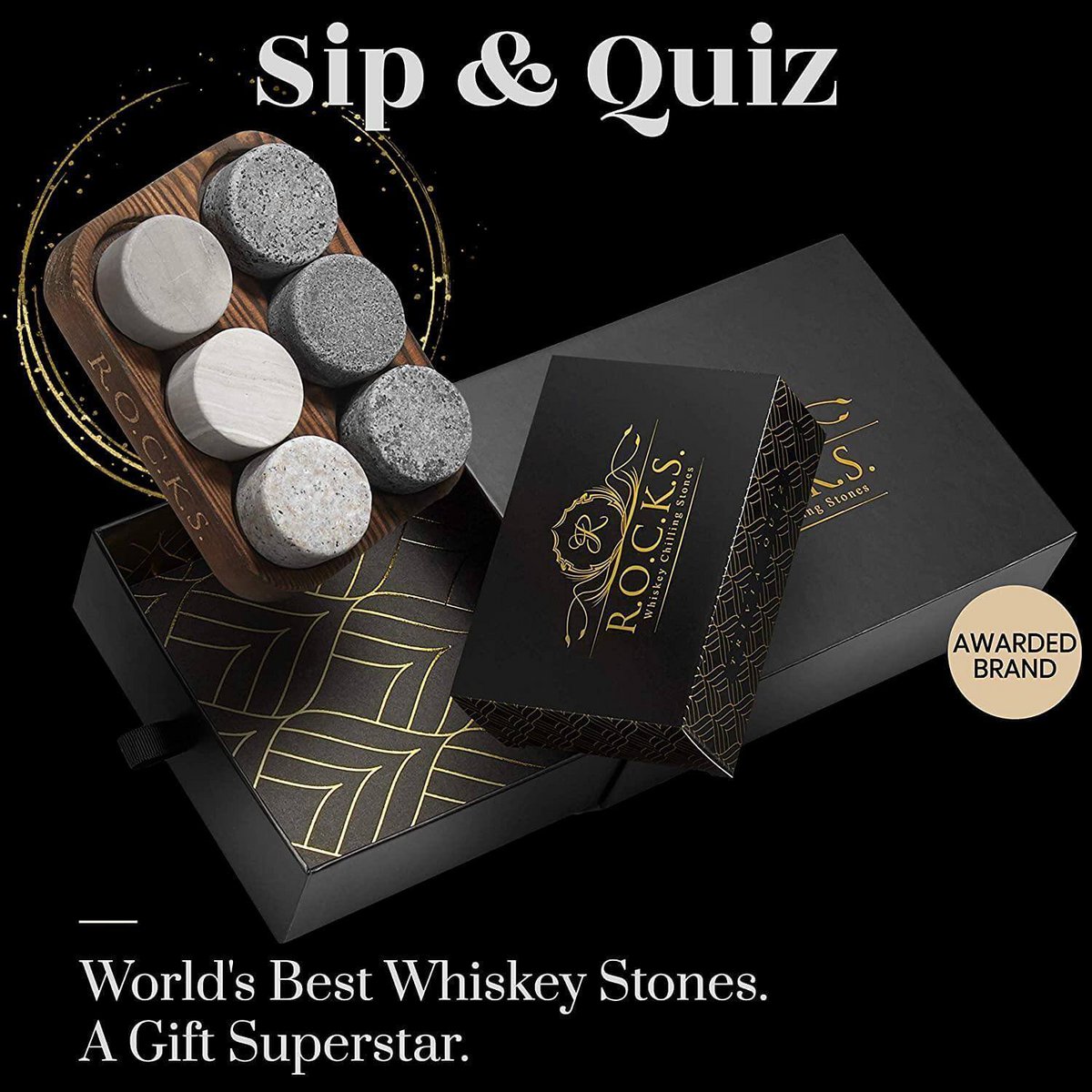Whisky quiz giftset met whisky stenen