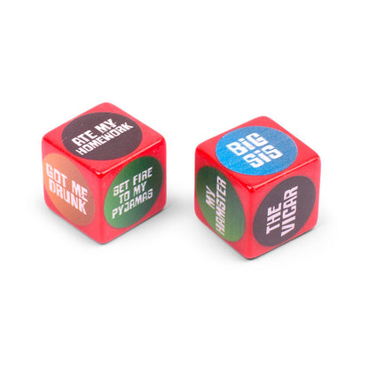 Dobbelspel Excuse Dice rood blauw