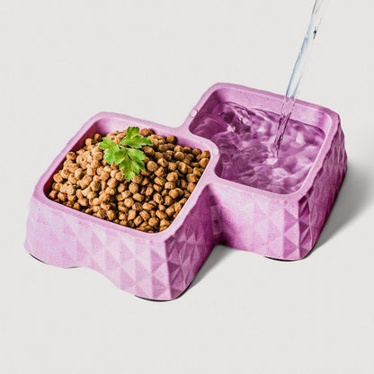 NE & NO® Bamboo Double Bowl for Cats and Dogs