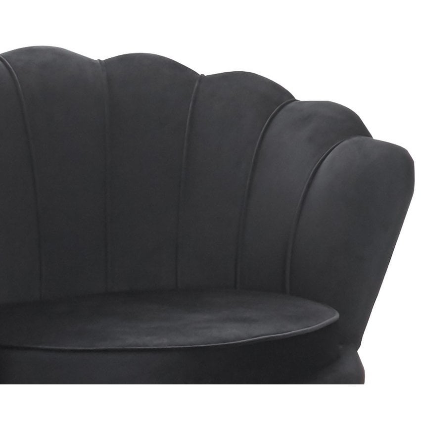 Zwart fluwelen schelp fauteuil
