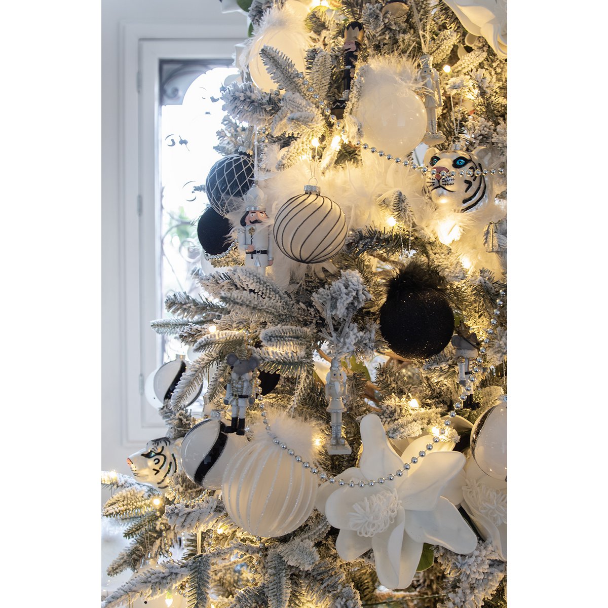 Kerstbal 4 stuks Ø 8 cm zwart grijs glas