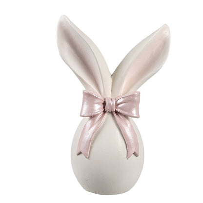 Decoration Figurine Rabbit 12x8x18 cm White Pink Plastic