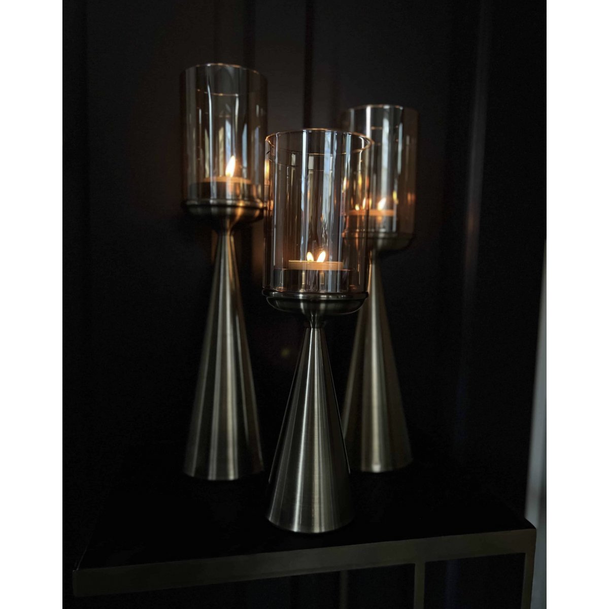 Kandelaar glas goud 39 cm
