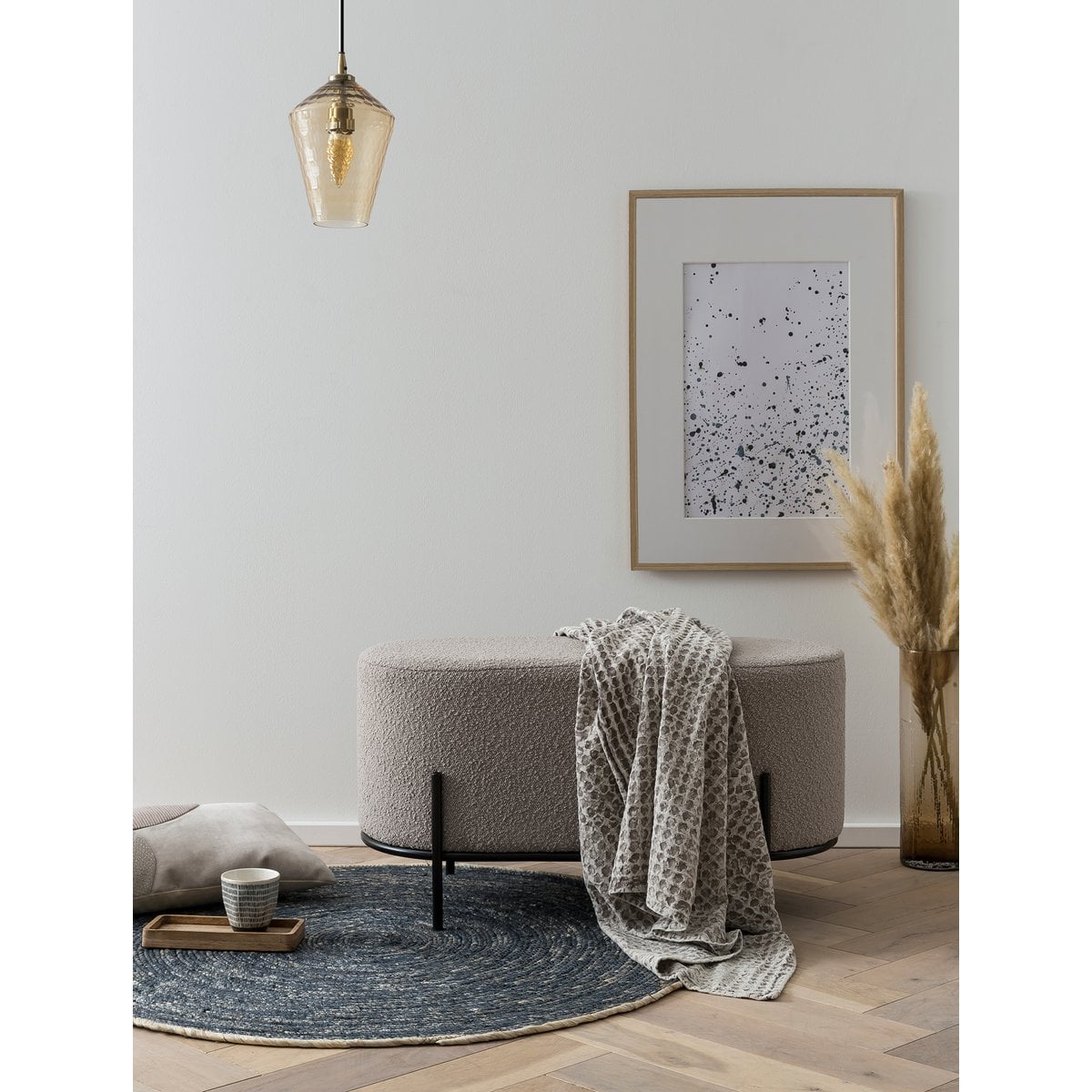 Hocker bouclé taupe 80x40x42 cm