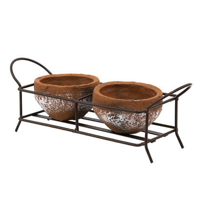 Plant Holder 30x12x10 cm Brown Metal Flower Pot
