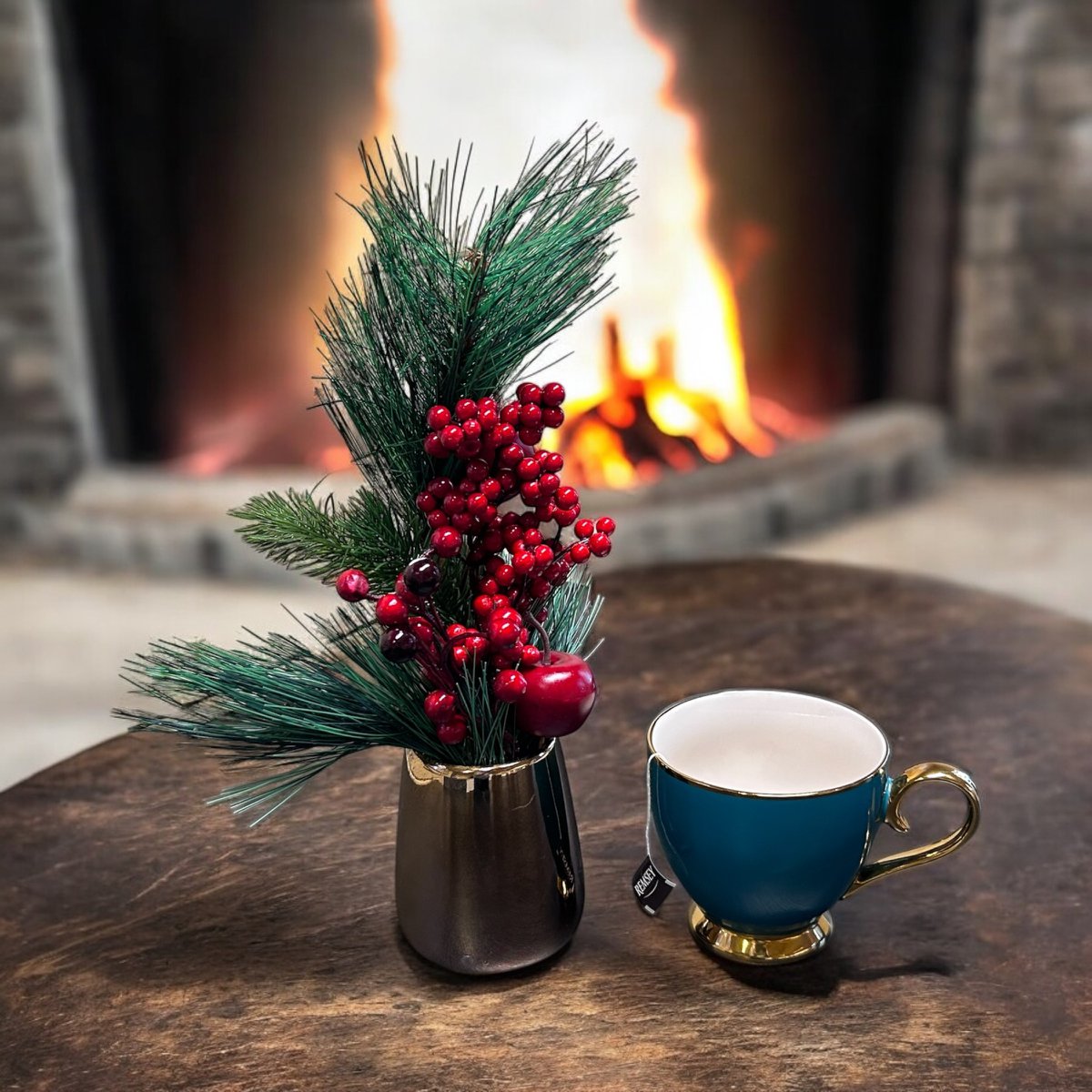 Kerstbloemcombinatie met potten 45 cm rood groen roze paars