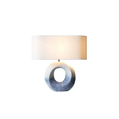 Tafellamp keramiek linnen blauw wit 31x15x25 cm