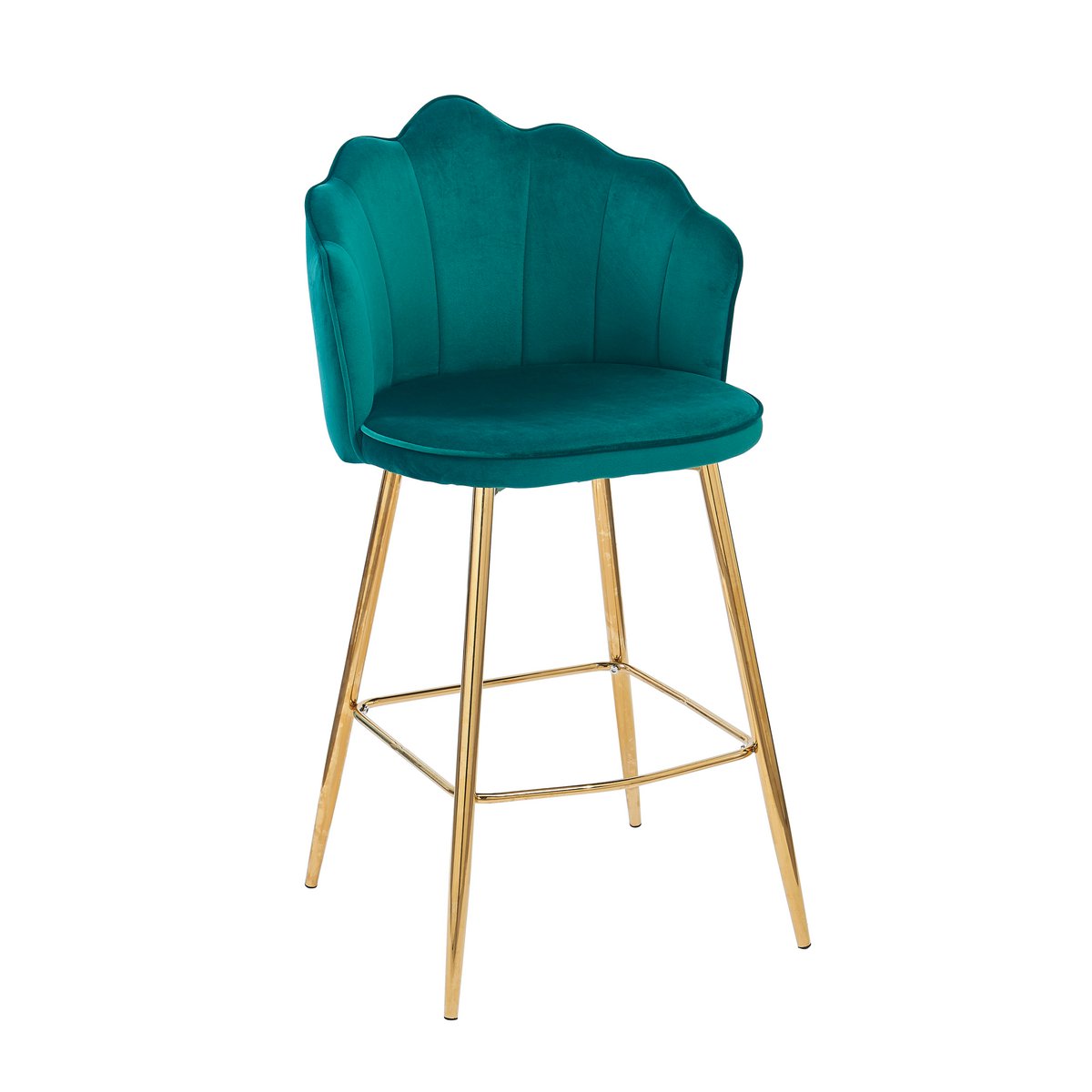 Barkruk Shell Design fluweel groen set van 2