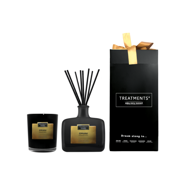 Geurset geurstokken 200ml geurkaars cadeaubox 14x14x45 cm